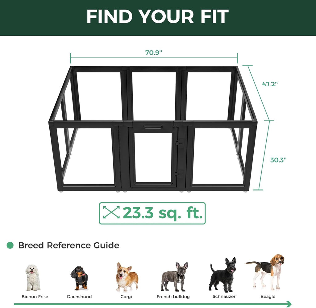 FXW AuraSpace Acrylic Indoor Dog Playpen for Puppies and Small Dogs, 24 Inch, 8 Panels, White