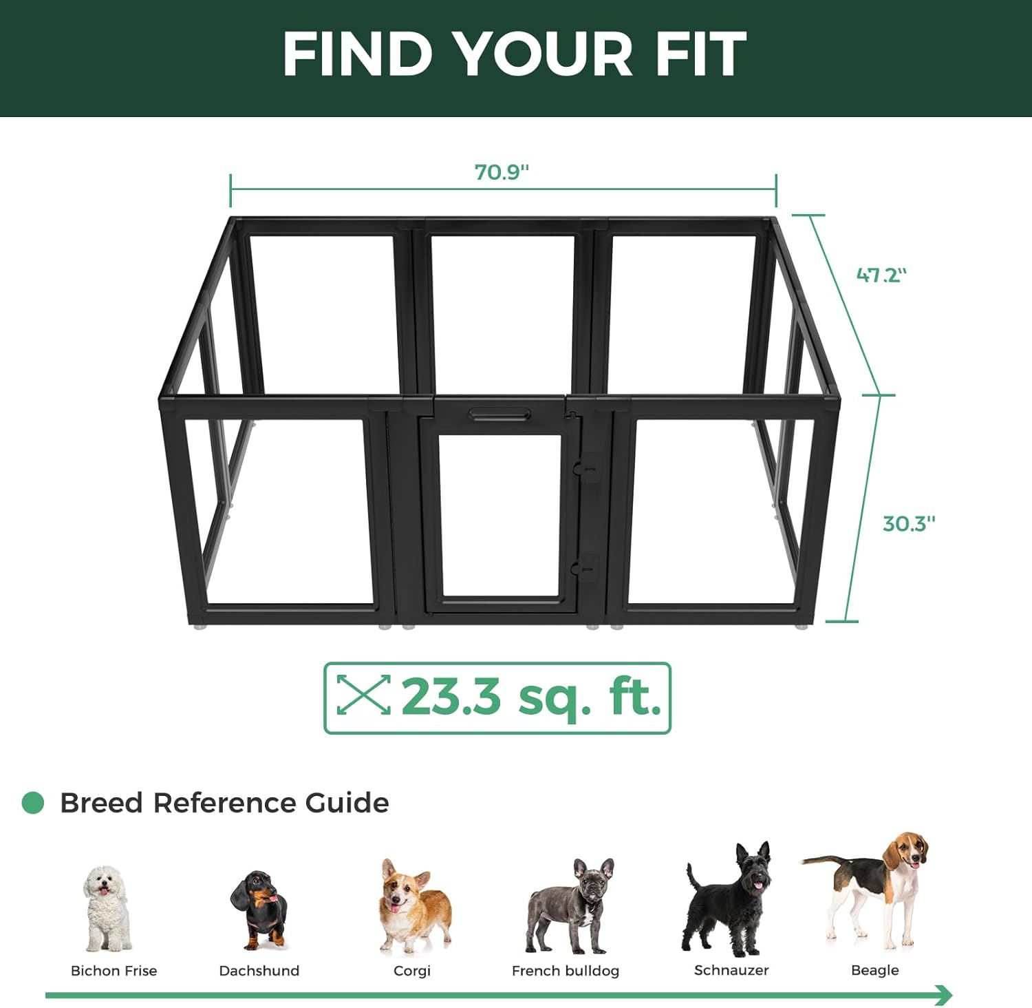 FXW AuraSpace Acrylic Indoor Dog Playpen for Puppies and Small Dogs, 24 Inch, 8 Panels, White