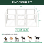 FXW AuraSpace Acrylic Indoor Dog Playpen for Puppies and Small Dogs, 24 Inch, 8 Panels, White