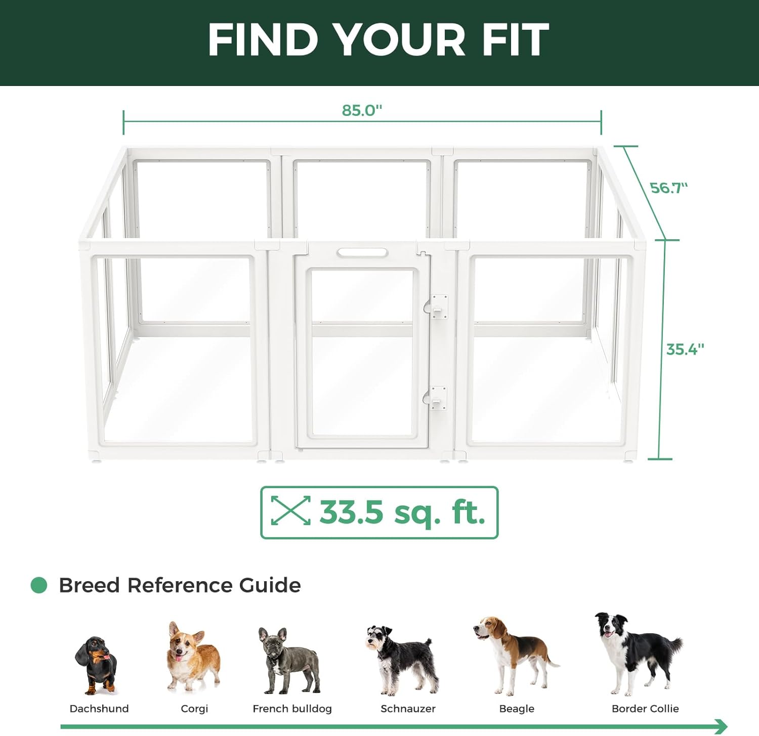 FXW AuraSpace Acrylic Indoor Dog Playpen for Puppies and Small Dogs, 24 Inch, 8 Panels, White