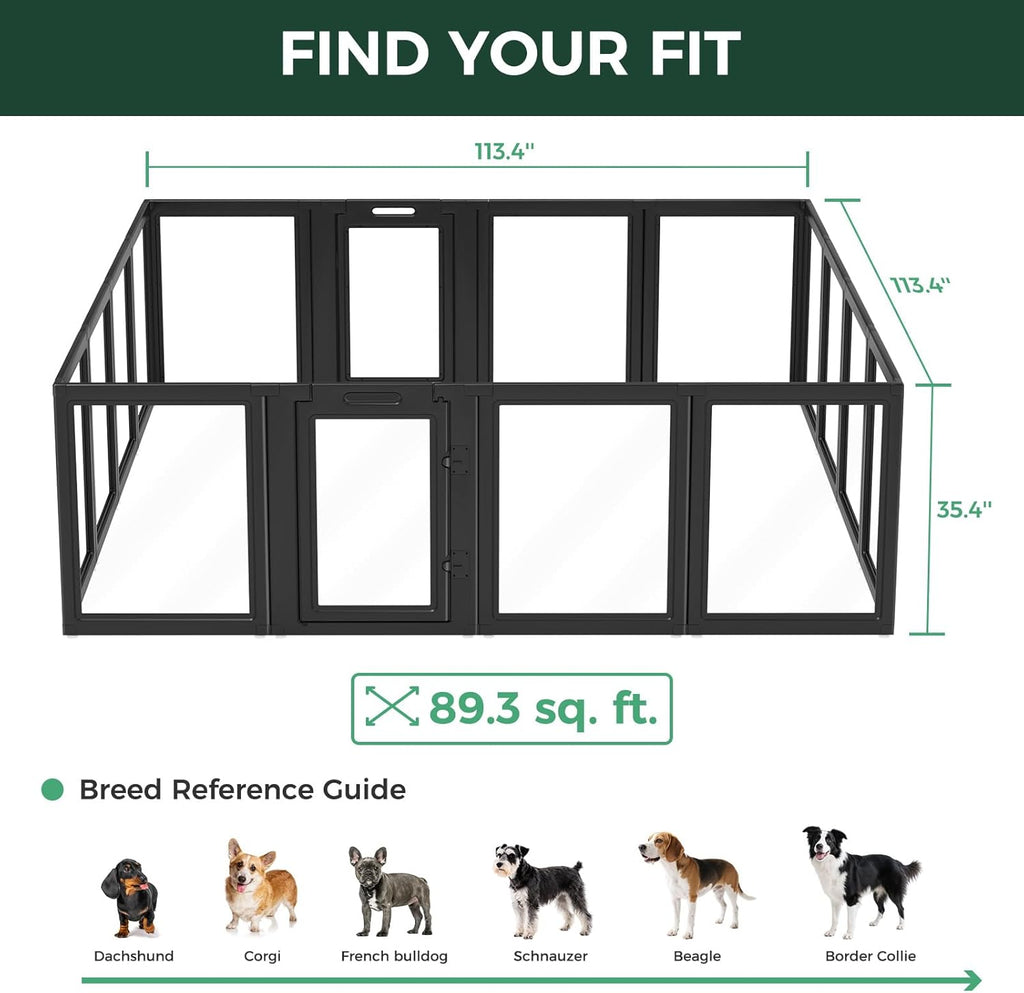 FXW AuraSpace Acrylic Indoor Dog Playpen for Puppies and Small Dogs, 24 Inch, 8 Panels, White