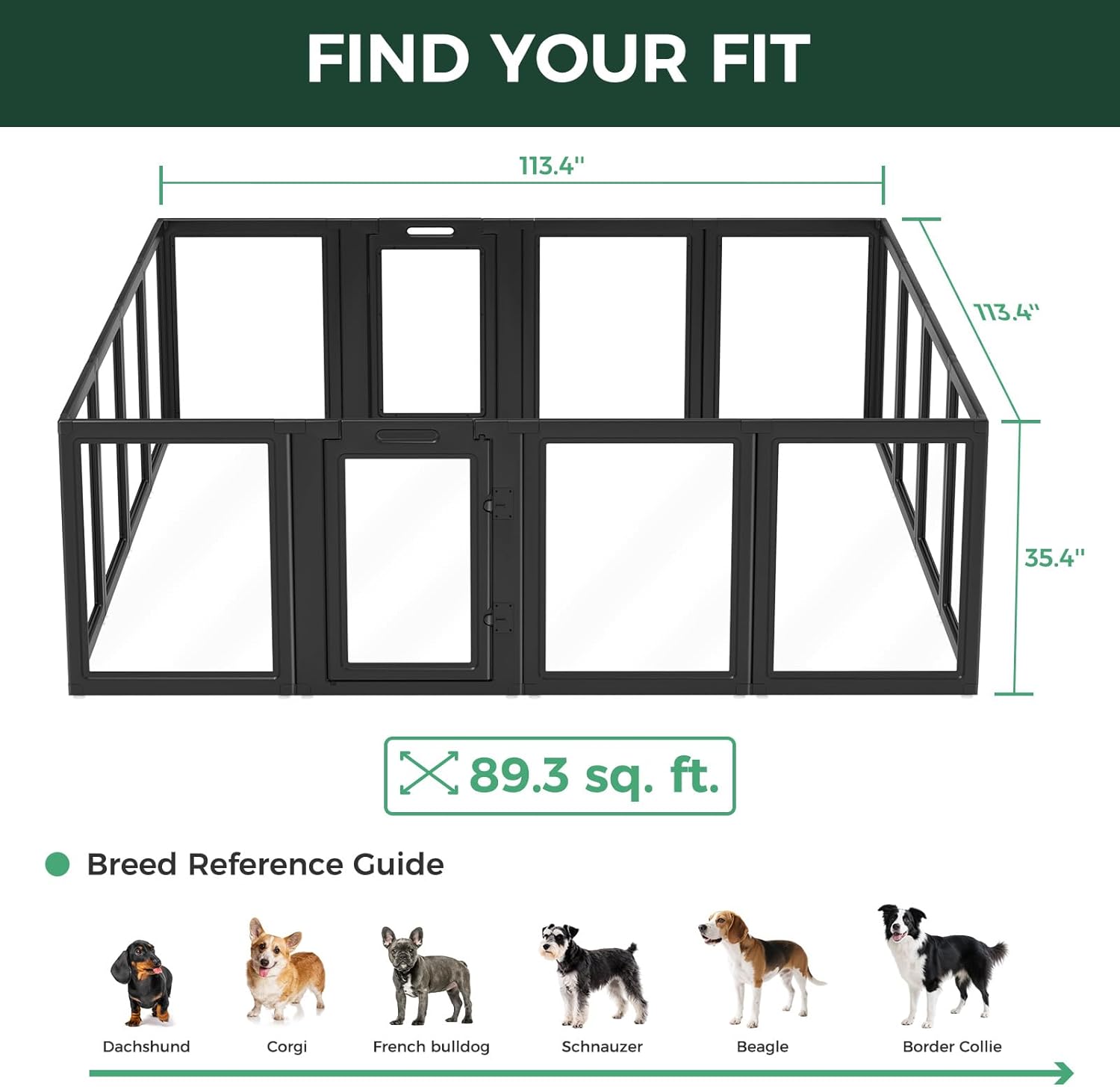 FXW AuraSpace Acrylic Indoor Dog Playpen for Puppies and Small Dogs, 24 Inch, 8 Panels, White
