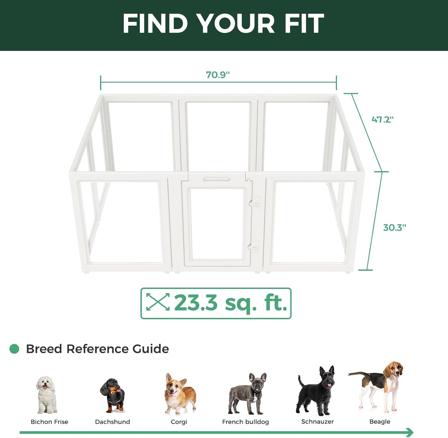 FXW AuraSpace Acrylic Indoor Dog Playpen for Puppies and Small Dogs, 24 Inch, 8 Panels, White
