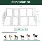 FXW AuraSpace Acrylic Indoor Dog Playpen for Puppies and Small Dogs, 24 Inch, 8 Panels, White