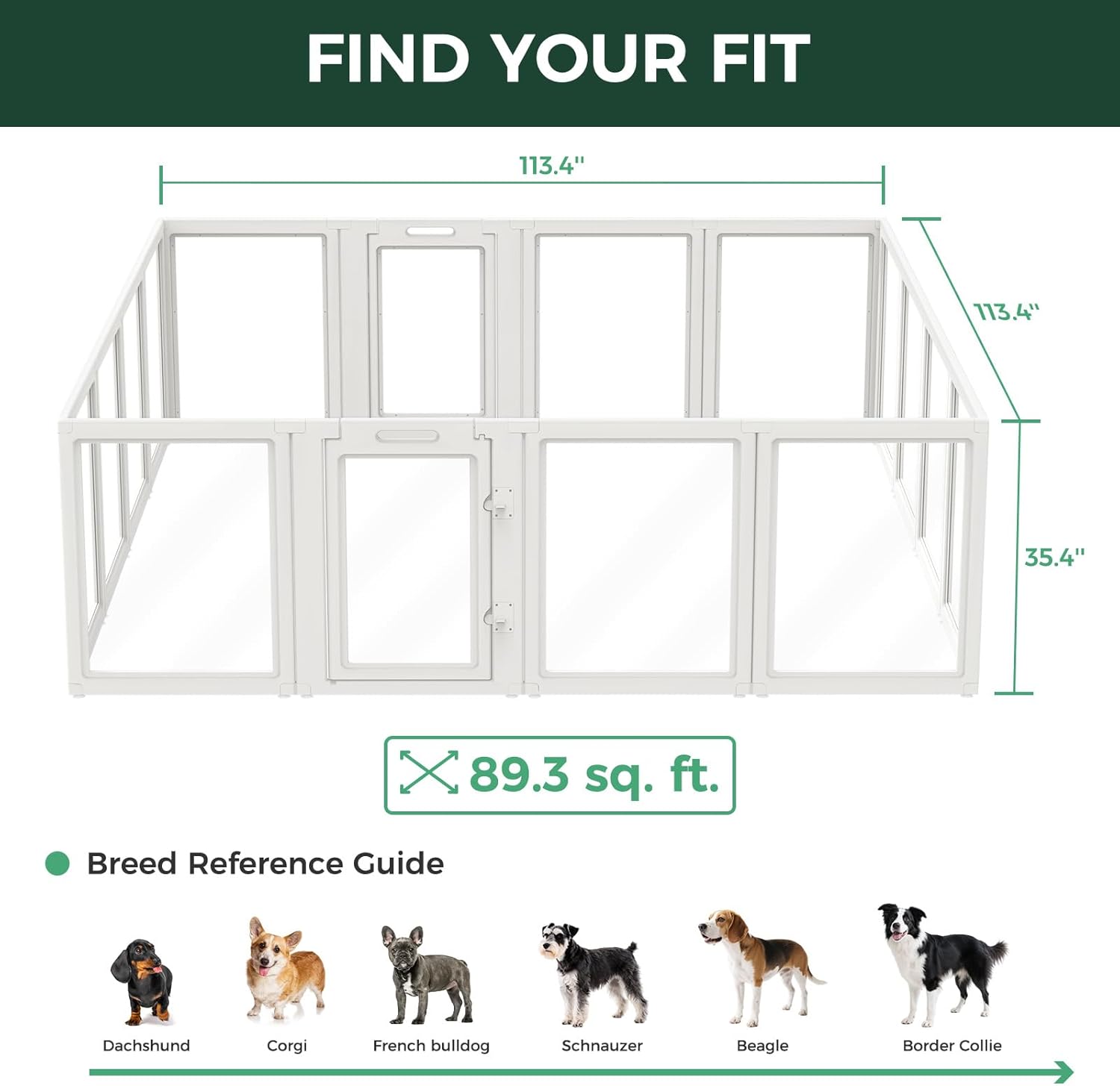 FXW AuraSpace Acrylic Indoor Dog Playpen for Puppies and Small Dogs, 24 Inch, 8 Panels, White