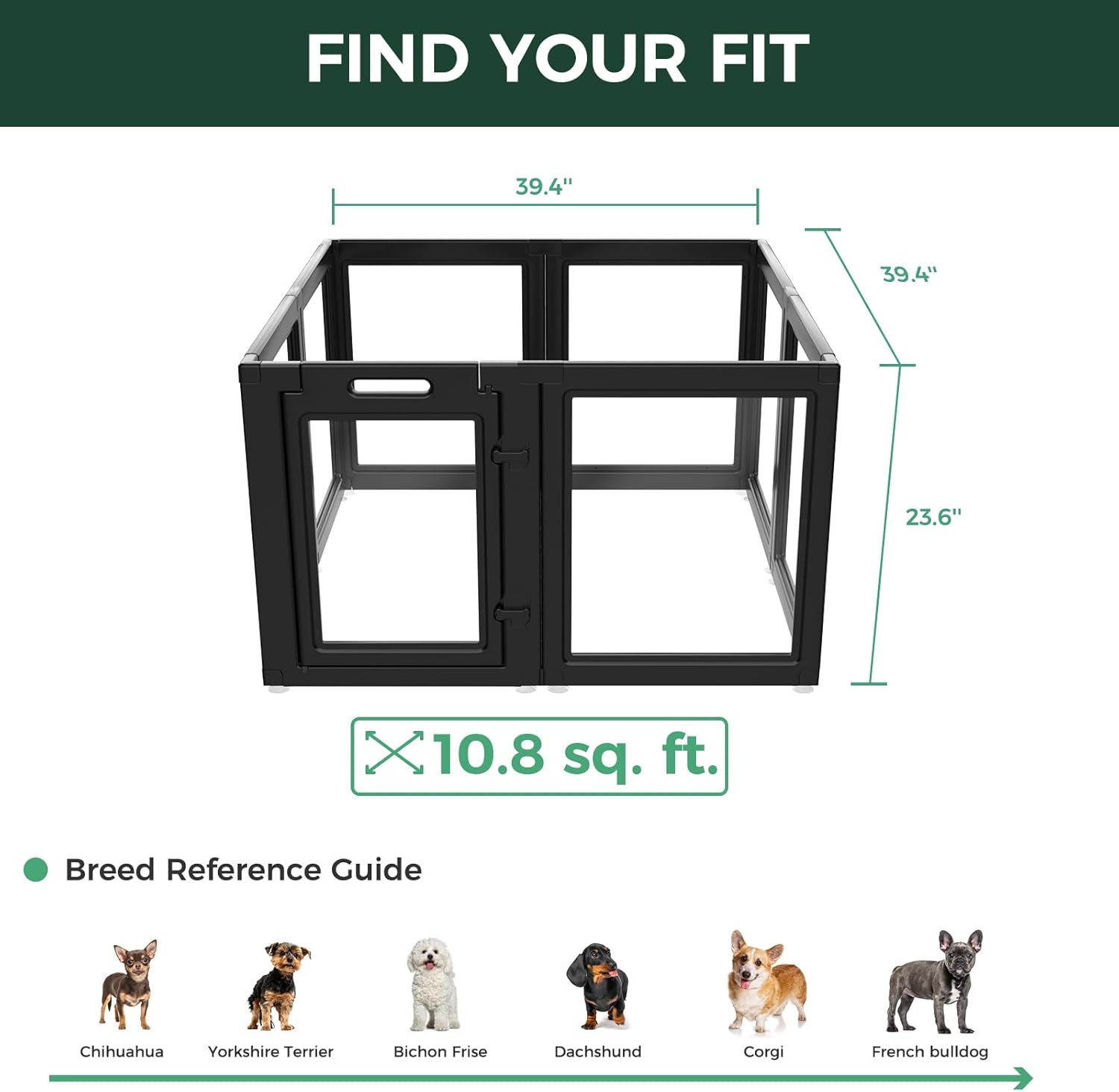 FXW AuraSpace Acrylic Indoor Dog Playpen for Puppies and Small Dogs, 24 Inch, 8 Panels, White
