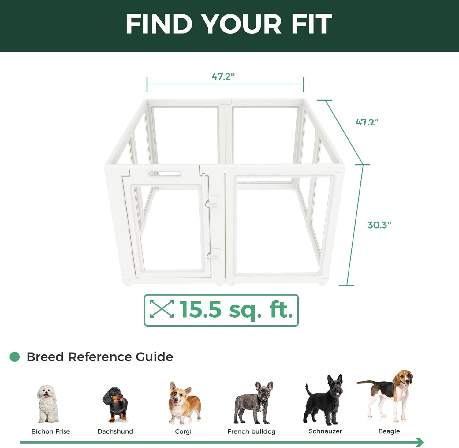 FXW AuraSpace Acrylic Indoor Dog Playpen for Puppies and Small Dogs, 24 Inch, 8 Panels, White