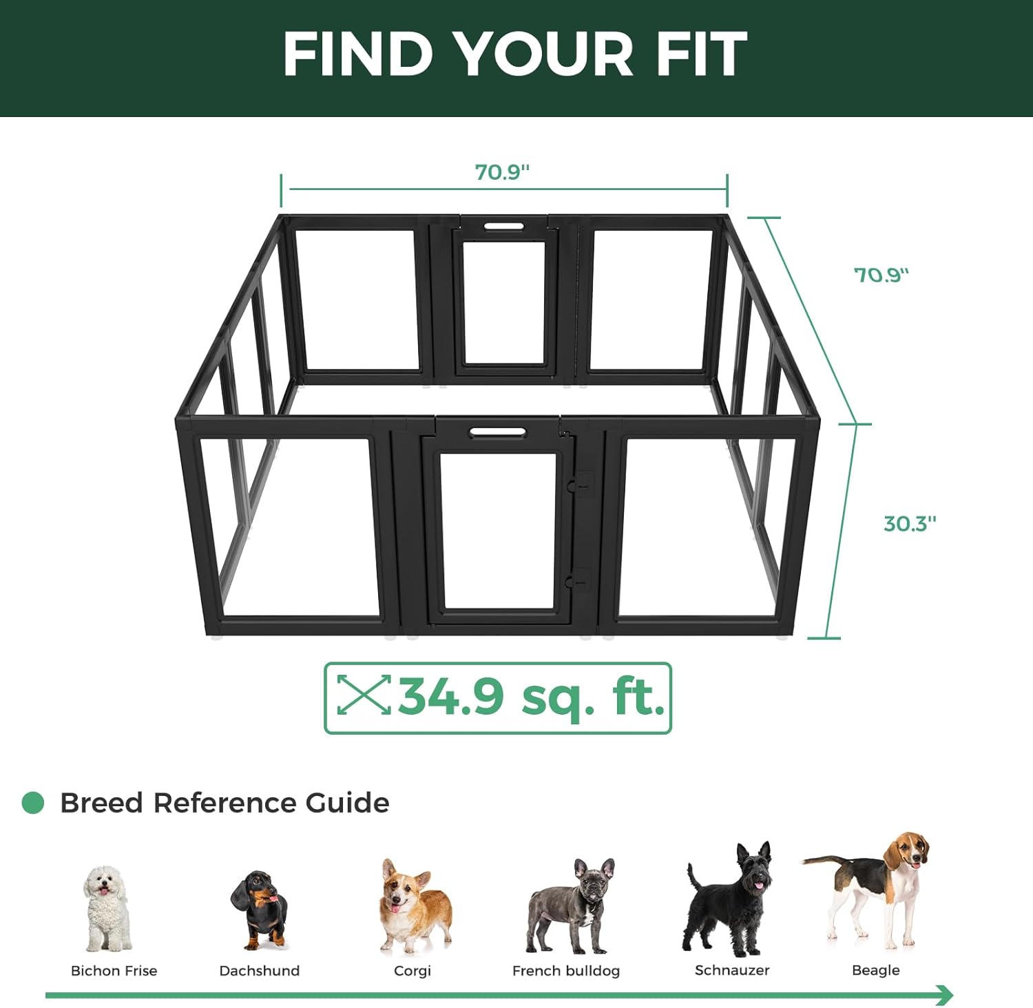 FXW AuraSpace Acrylic Indoor Dog Playpen for Puppies and Small Dogs, 24 Inch, 8 Panels, White
