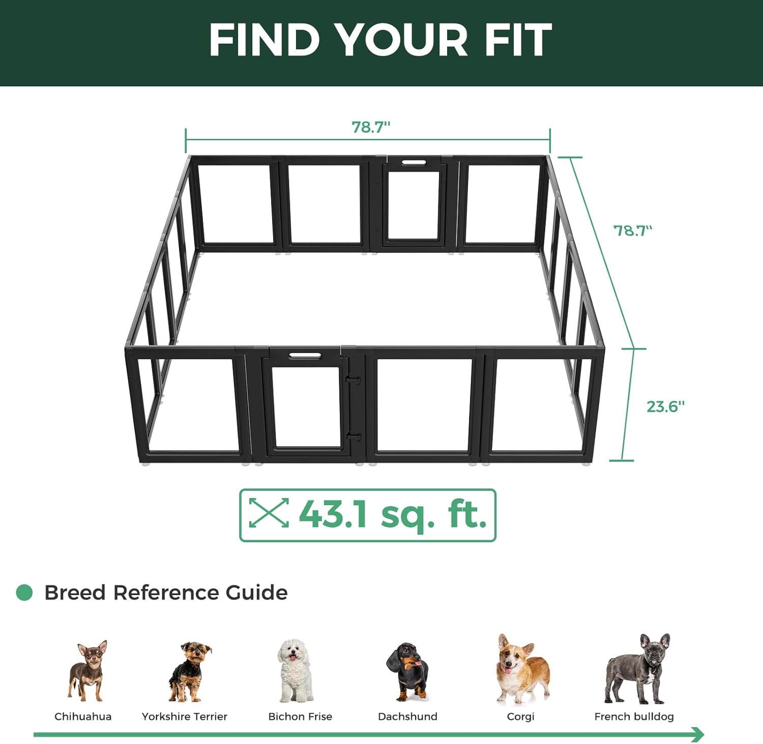 FXW AuraSpace Acrylic Indoor Dog Playpen for Puppies and Small Dogs, 24 Inch, 8 Panels, White