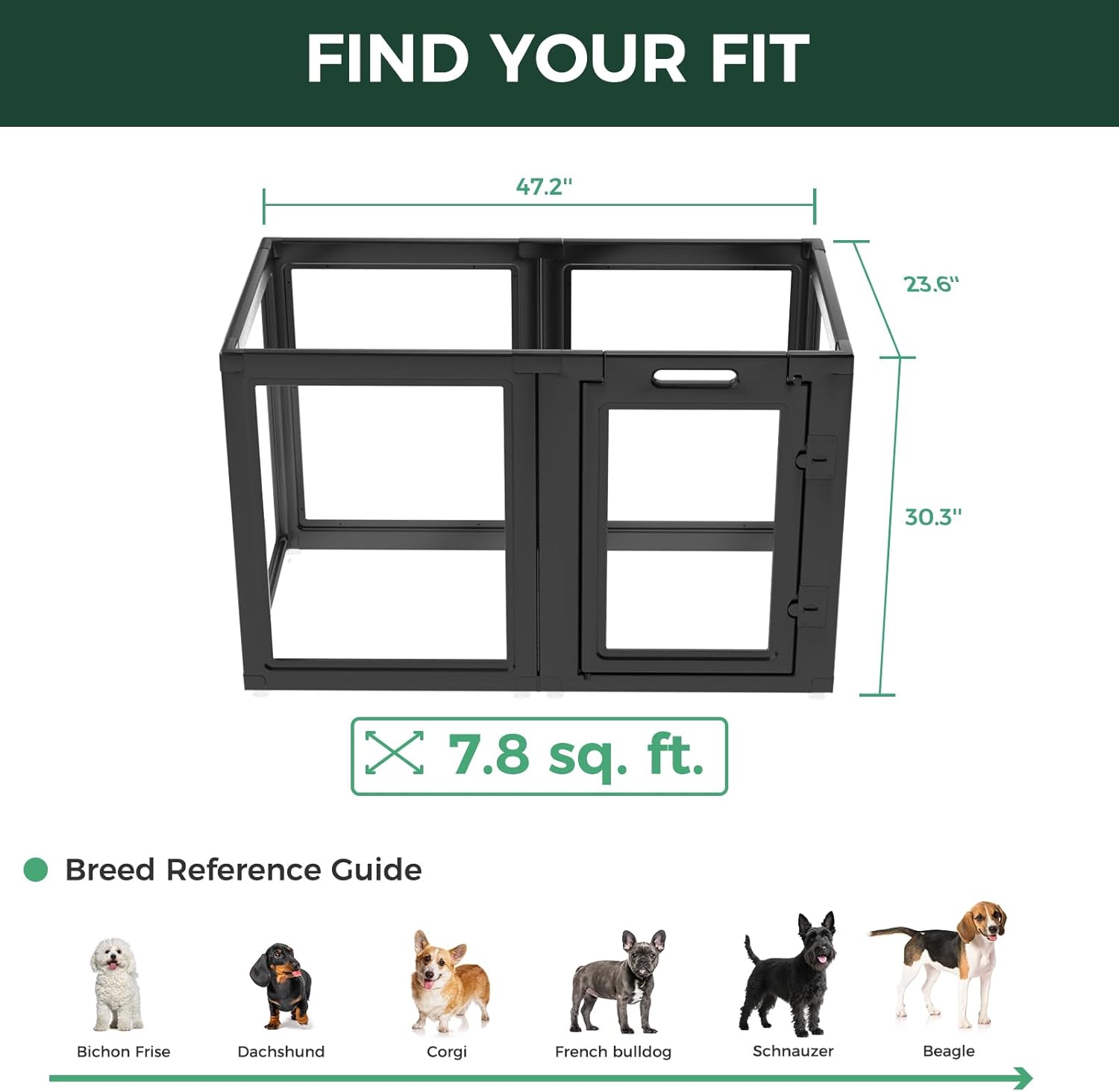 FXW AuraSpace Acrylic Indoor Dog Playpen for Puppies and Small Dogs, 24 Inch, 8 Panels, White