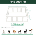 FXW AuraSpace Acrylic Indoor Dog Playpen for Puppies and Small Dogs, 24 Inch, 8 Panels, White