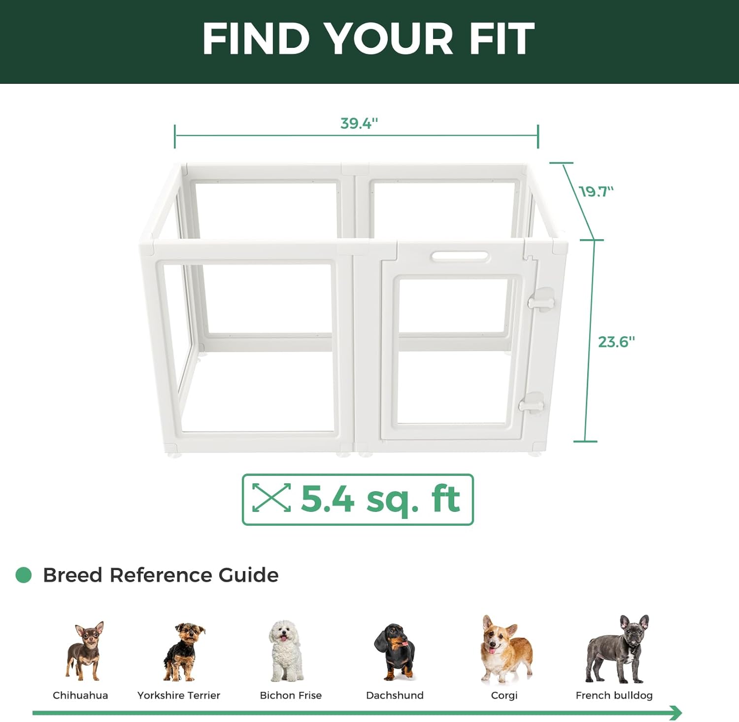 FXW AuraSpace Acrylic Indoor Dog Playpen for Puppies and Small Dogs, 24 Inch, 8 Panels, White