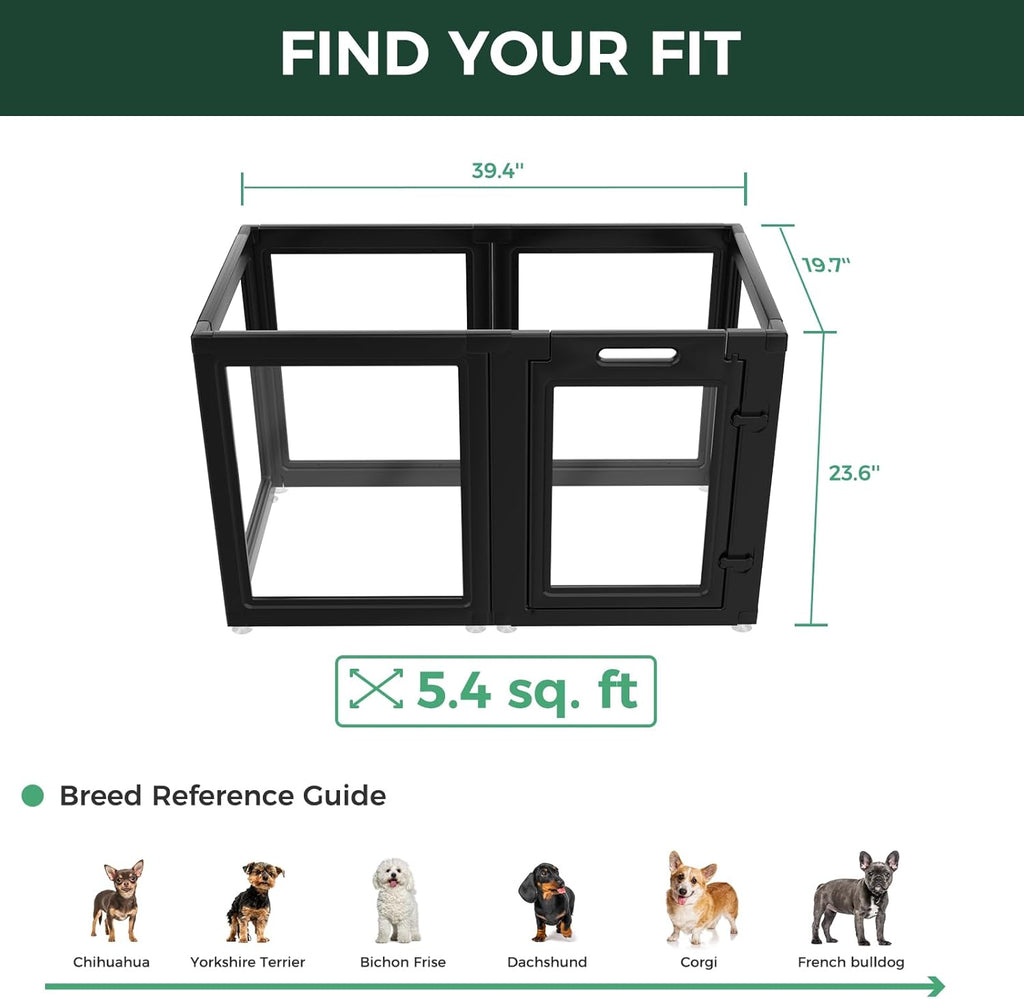 FXW AuraSpace Acrylic Indoor Dog Playpen for Puppies and Small Dogs, 24 Inch, 8 Panels, White