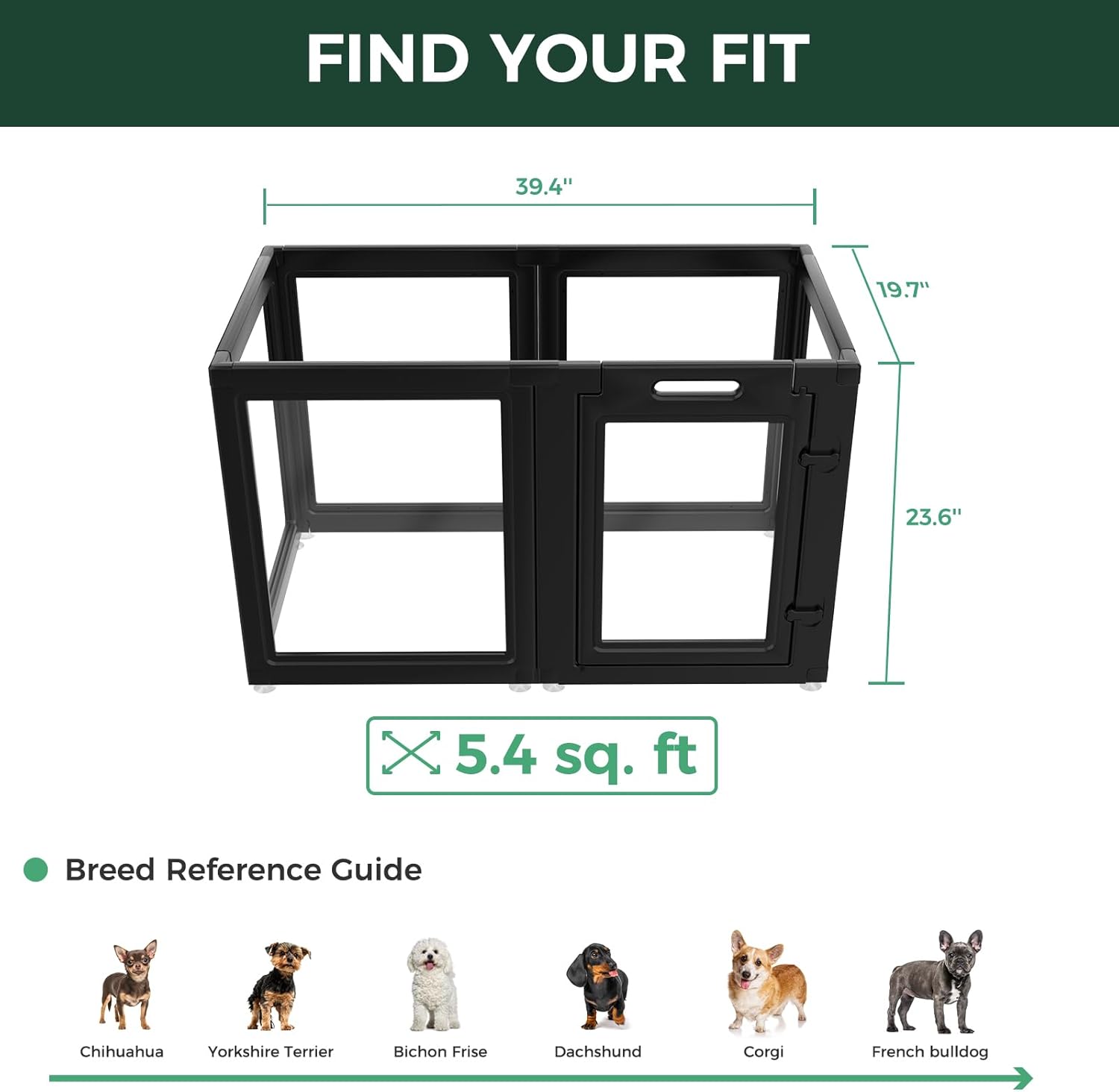 FXW AuraSpace Acrylic Indoor Dog Playpen for Puppies and Small Dogs, 24 Inch, 8 Panels, White