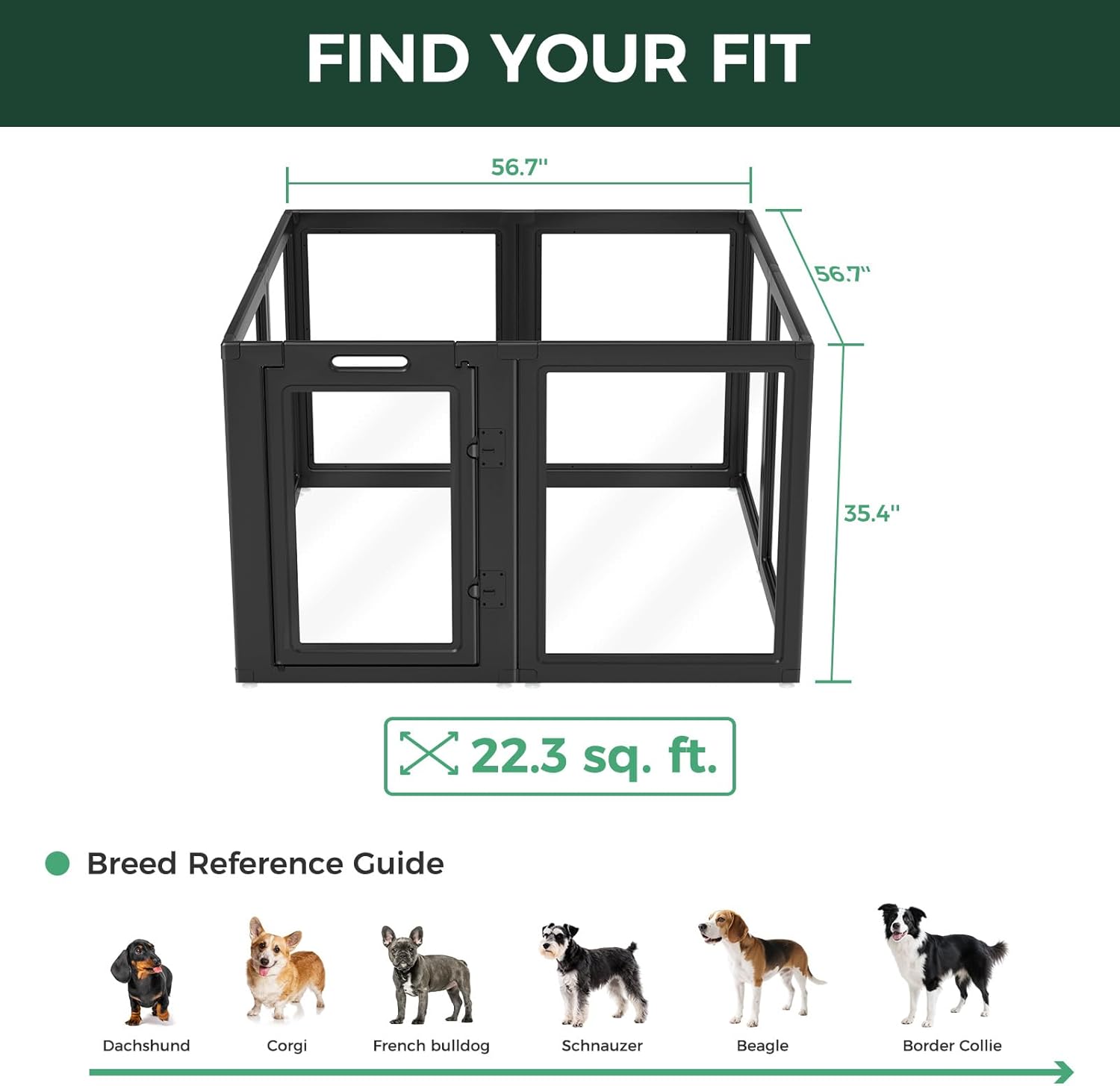 FXW AuraSpace Acrylic Indoor Dog Playpen for Puppies and Small Dogs, 24 Inch, 8 Panels, White