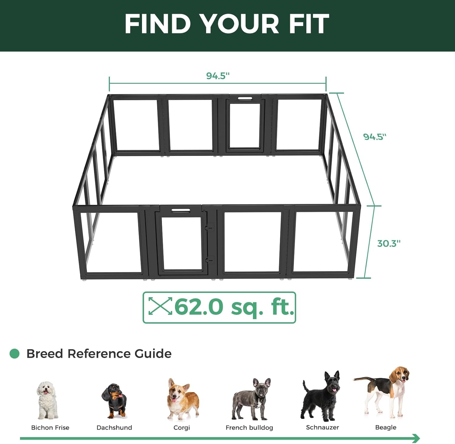 FXW AuraSpace Acrylic Indoor Dog Playpen for Puppies and Small Dogs, 24 Inch, 8 Panels, White