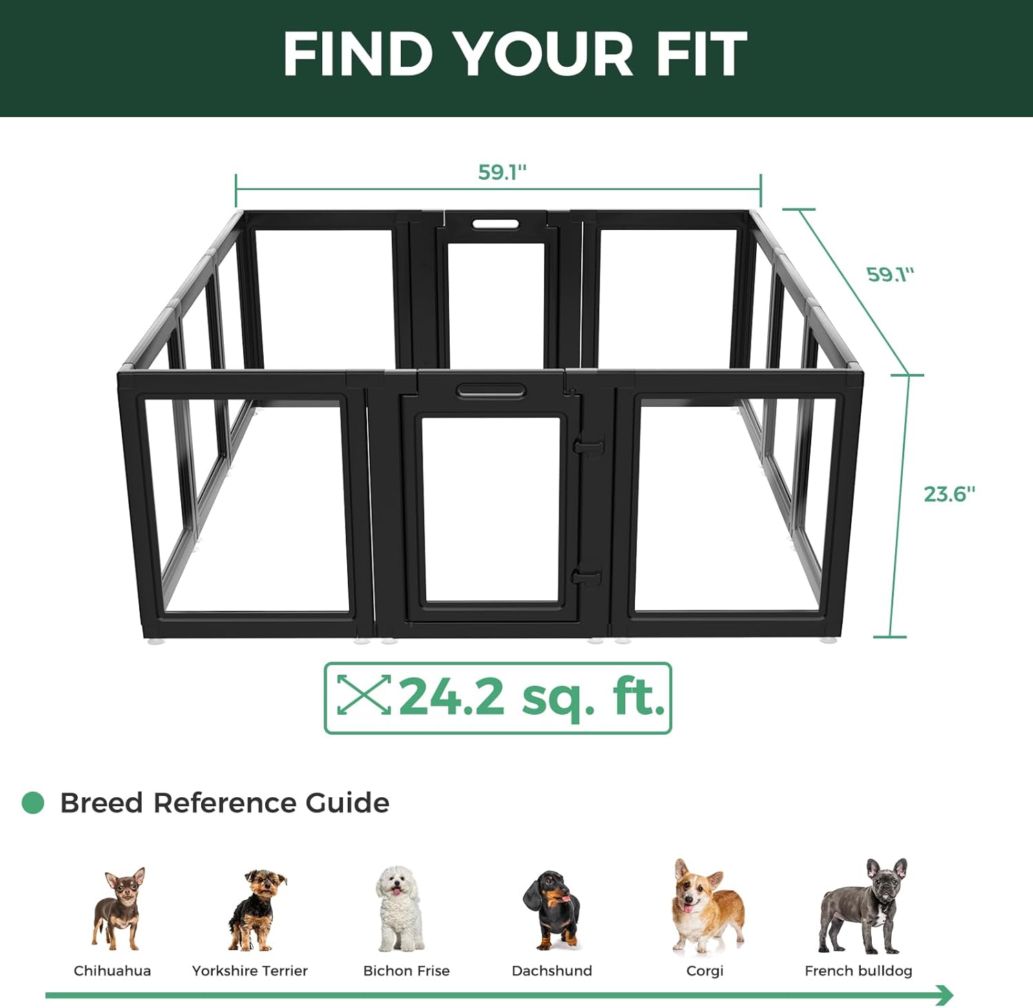 FXW AuraSpace Acrylic Indoor Dog Playpen for Puppies and Small Dogs, 24 Inch, 8 Panels, White