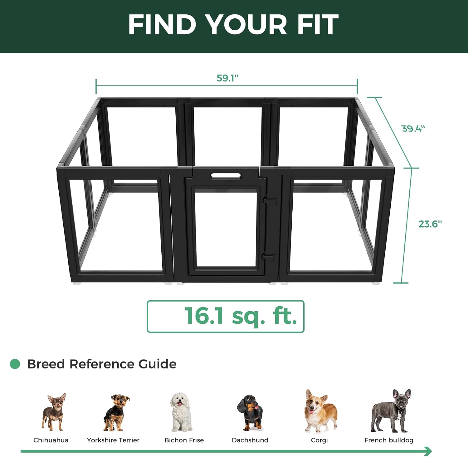 FXW AuraSpace Acrylic Indoor Dog Playpen for Puppies and Small Dogs, 24 Inch, 8 Panels, White
