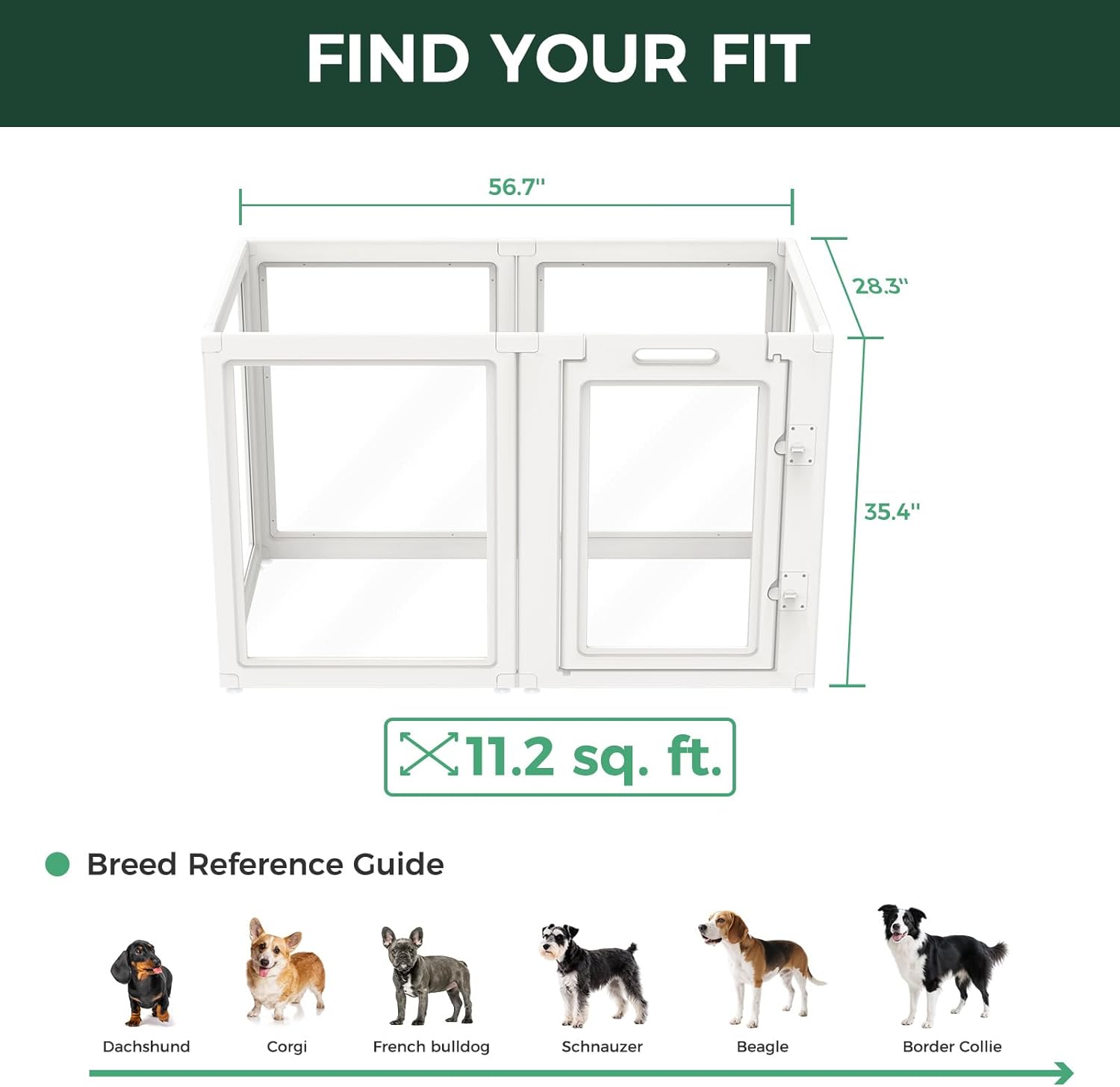 FXW AuraSpace Acrylic Indoor Dog Playpen for Puppies and Small Dogs, 24 Inch, 8 Panels, White