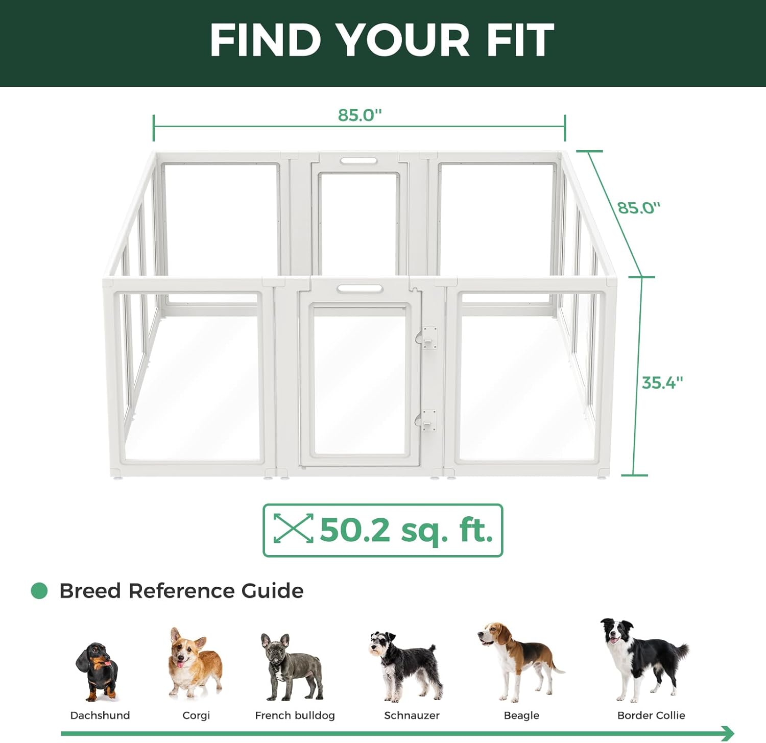FXW AuraSpace Acrylic Indoor Dog Playpen for Puppies and Small Dogs, 24 Inch, 8 Panels, White