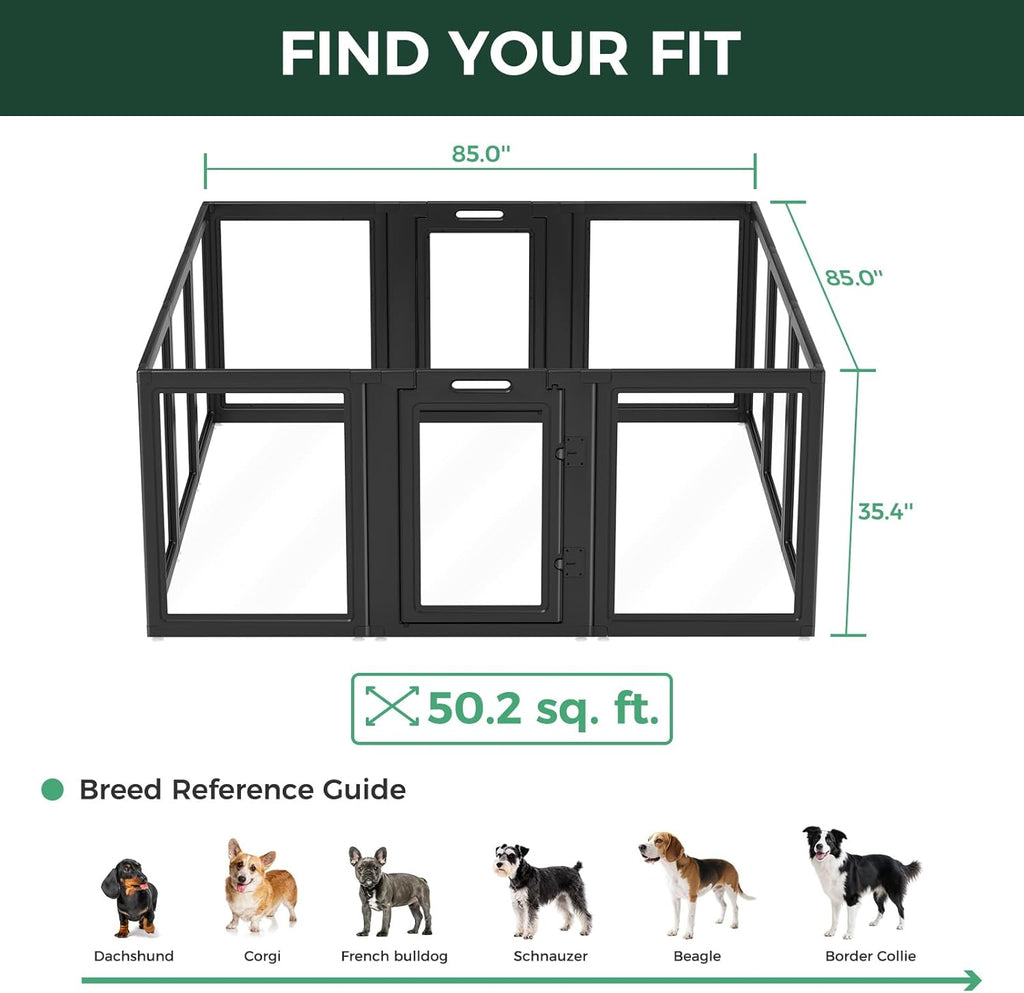 FXW AuraSpace Acrylic Indoor Dog Playpen for Puppies and Small Dogs, 24 Inch, 8 Panels, White