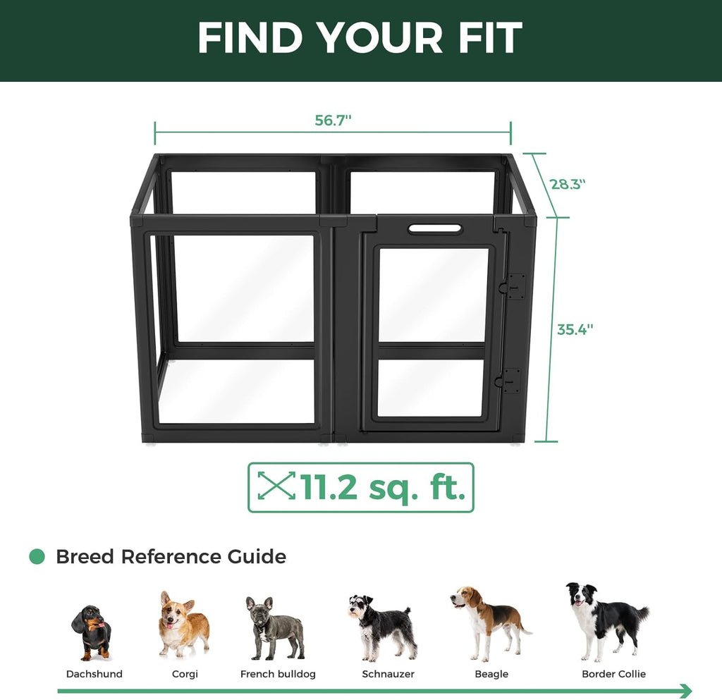 FXW AuraSpace Acrylic Indoor Dog Playpen for Puppies and Small Dogs, 24 Inch, 8 Panels, White