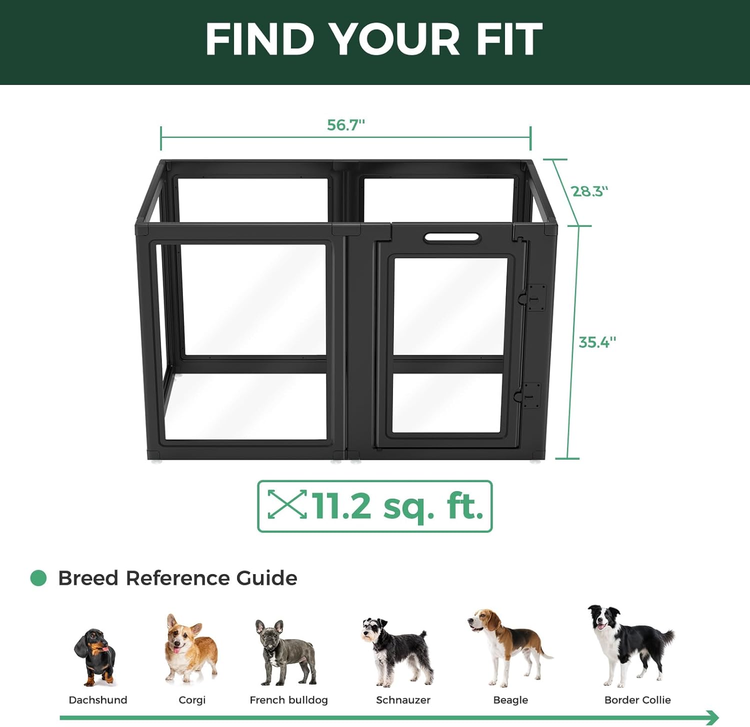 FXW AuraSpace Acrylic Indoor Dog Playpen for Puppies and Small Dogs, 24 Inch, 8 Panels, White