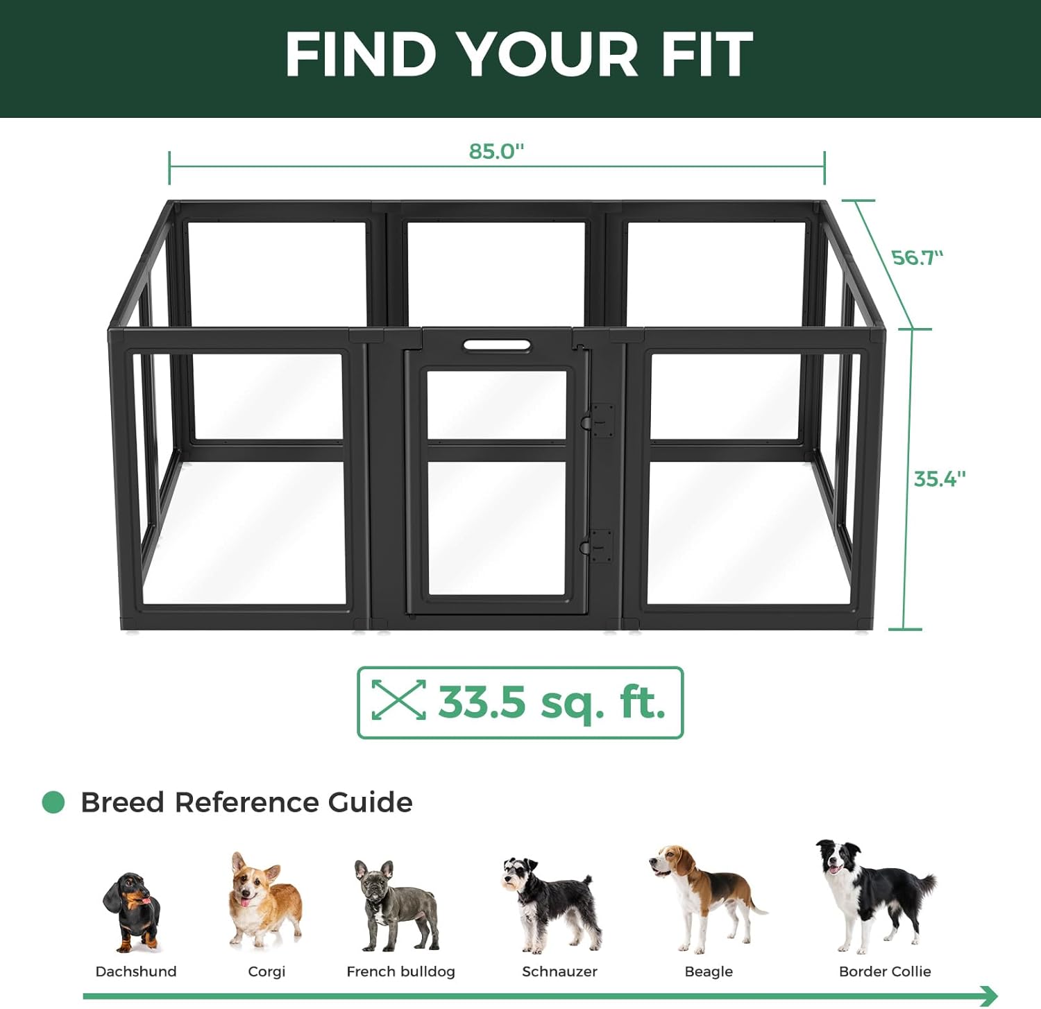 FXW AuraSpace Acrylic Indoor Dog Playpen for Puppies and Small Dogs, 24 Inch, 8 Panels, White