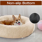 JOLLYVOGUE Dog & Cat Bed, Calming Anti-Anxiety Pet Bed for Small Dogs, Fluffy Donut Cushion for Small and Medium Pets (20")