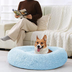 JOLLYVOGUE Dog & Cat Bed, Calming Anti-Anxiety Pet Bed for Small Dogs, Fluffy Donut Cushion for Small and Medium Pets (20")