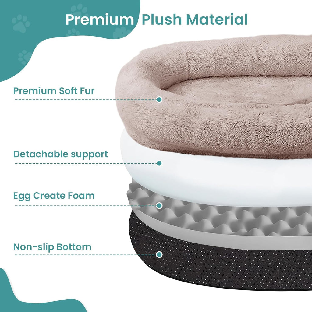 JOLLYVOGUE Dog & Cat Bed, Calming Anti-Anxiety Pet Bed for Small Dogs, Fluffy Donut Cushion for Small and Medium Pets (20")