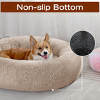 JOLLYVOGUE Dog & Cat Bed, Calming Anti-Anxiety Pet Bed for Small Dogs, Fluffy Donut Cushion for Small and Medium Pets (20")