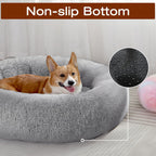 JOLLYVOGUE Dog & Cat Bed, Calming Anti-Anxiety Pet Bed for Small Dogs, Fluffy Donut Cushion for Small and Medium Pets (20")
