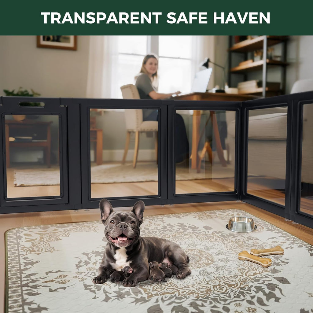 FXW AuraSpace Acrylic Indoor Dog Playpen for Puppies and Small Dogs, 24 Inch, 8 Panels, White