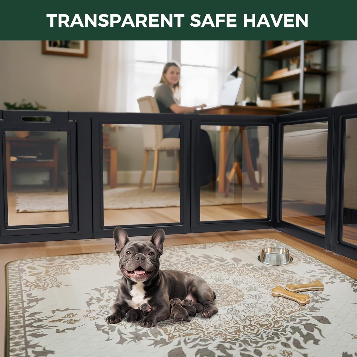 FXW AuraSpace Acrylic Indoor Dog Playpen for Puppies and Small Dogs, 24 Inch, 8 Panels, White