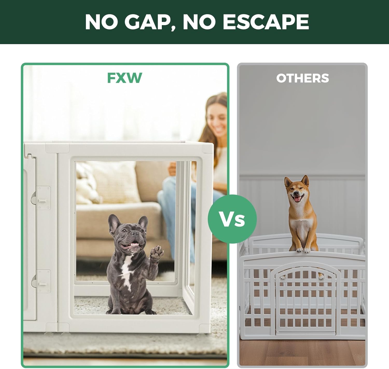 FXW AuraSpace Acrylic Indoor Dog Playpen for Puppies and Small Dogs, 24 Inch, 8 Panels, White