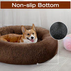 JOLLYVOGUE Dog & Cat Bed, Calming Anti-Anxiety Pet Bed for Small Dogs, Fluffy Donut Cushion for Small and Medium Pets (20")
