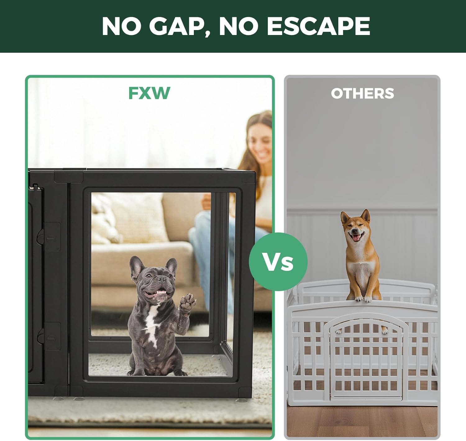 FXW AuraSpace Acrylic Indoor Dog Playpen for Puppies and Small Dogs, 24 Inch, 8 Panels, White