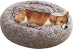 JOLLYVOGUE Dog & Cat Bed, Calming Anti-Anxiety Pet Bed for Small Dogs, Fluffy Donut Cushion for Small and Medium Pets (20")