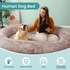 JOLLYVOGUE Dog & Cat Bed, Calming Anti-Anxiety Pet Bed for Small Dogs, Fluffy Donut Cushion for Small and Medium Pets (20")