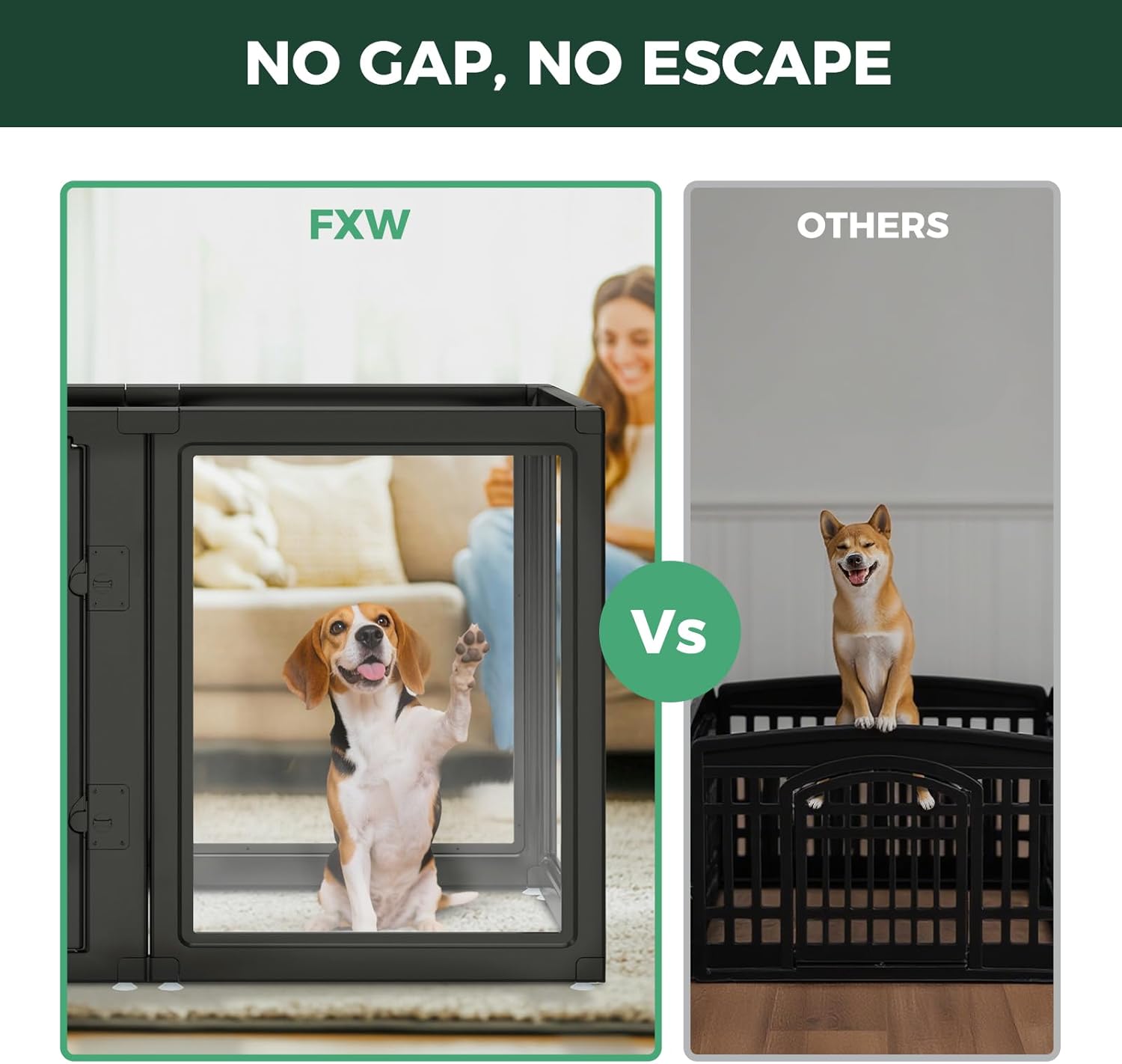 FXW AuraSpace Acrylic Indoor Dog Playpen for Puppies and Small Dogs, 24 Inch, 8 Panels, White