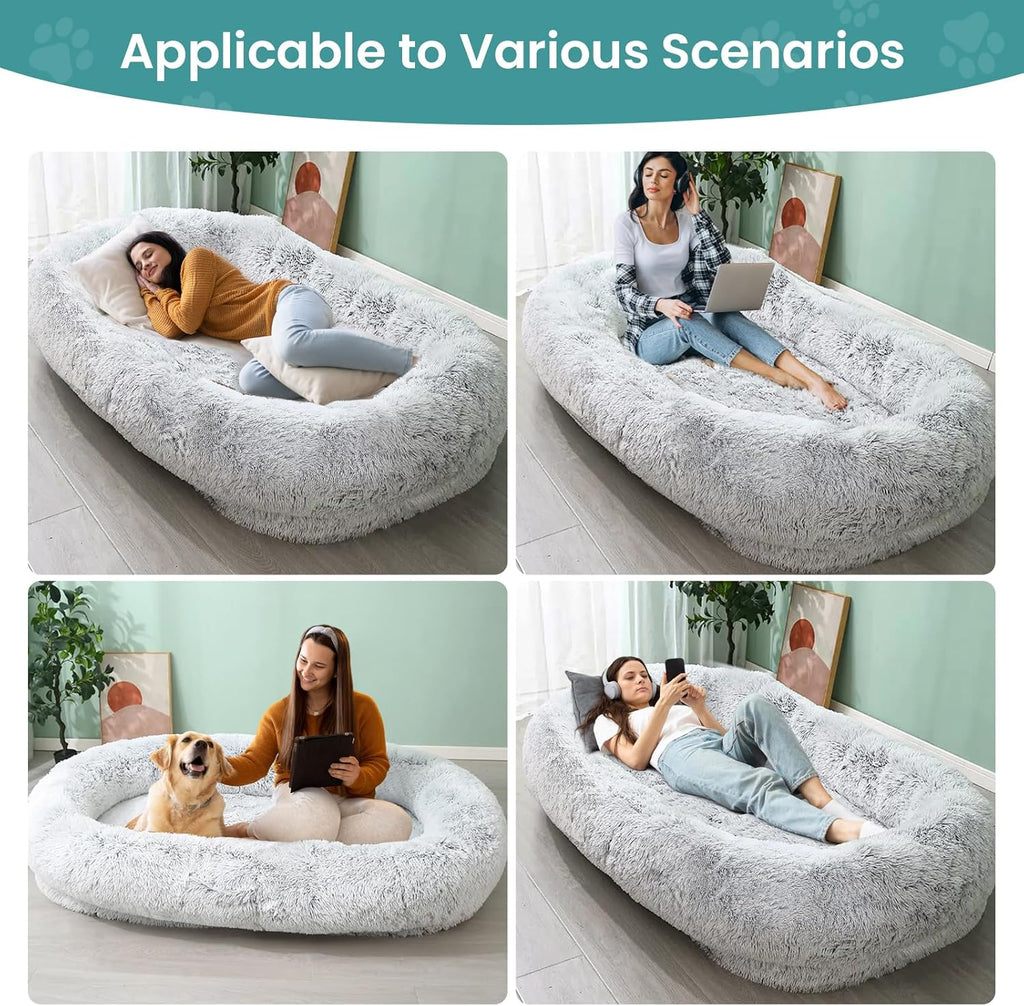 JOLLYVOGUE Dog & Cat Bed, Calming Anti-Anxiety Pet Bed for Small Dogs, Fluffy Donut Cushion for Small and Medium Pets (20")