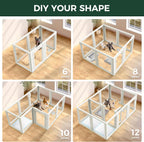 FXW AuraSpace Acrylic Indoor Dog Playpen for Puppies and Small Dogs, 24 Inch, 8 Panels, White