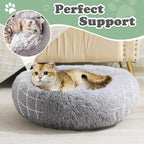 JOLLYVOGUE Dog & Cat Bed, Calming Anti-Anxiety Pet Bed for Small Dogs, Fluffy Donut Cushion for Small and Medium Pets (20")
