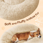 JOLLYVOGUE Dog & Cat Bed, Calming Anti-Anxiety Pet Bed for Small Dogs, Fluffy Donut Cushion for Small and Medium Pets (20")