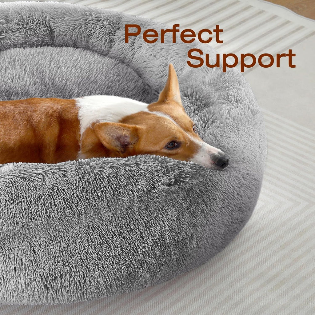 JOLLYVOGUE Dog & Cat Bed, Calming Anti-Anxiety Pet Bed for Small Dogs, Fluffy Donut Cushion for Small and Medium Pets (20")