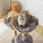 Modern Cat Tree for Indoor Cats Large Adult, 46" Tall Wooden Cat Tower for Large Cats with Scratching Post, Luxury Cat Condo, White
