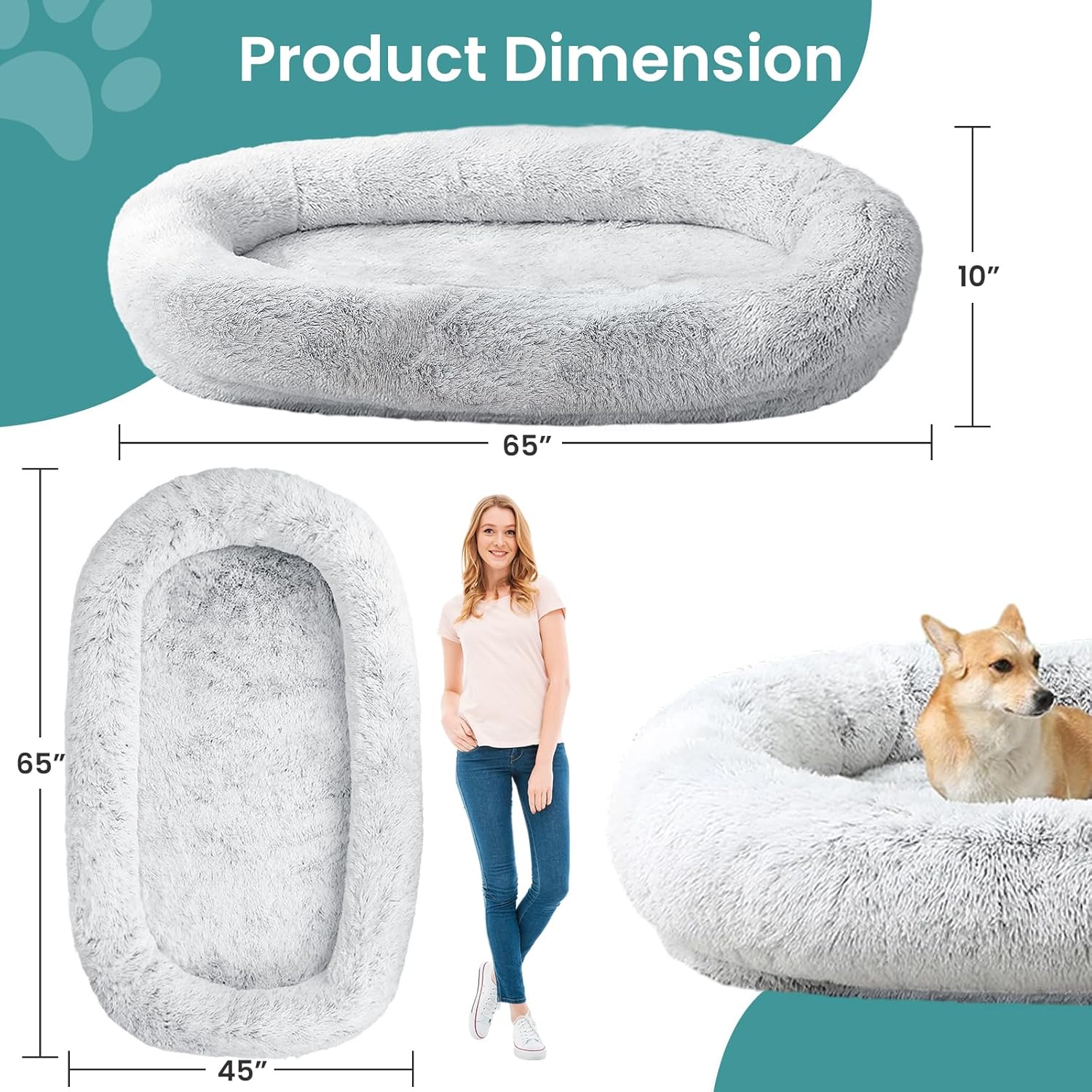 JOLLYVOGUE Dog & Cat Bed, Calming Anti-Anxiety Pet Bed for Small Dogs, Fluffy Donut Cushion for Small and Medium Pets (20")