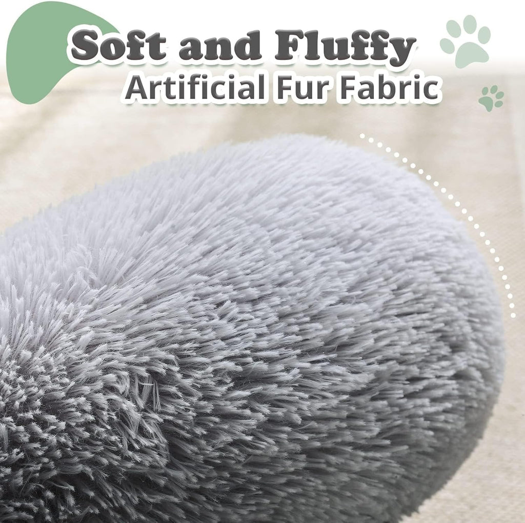 JOLLYVOGUE Dog & Cat Bed, Calming Anti-Anxiety Pet Bed for Small Dogs, Fluffy Donut Cushion for Small and Medium Pets (20")