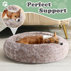 JOLLYVOGUE Dog & Cat Bed, Calming Anti-Anxiety Pet Bed for Small Dogs, Fluffy Donut Cushion for Small and Medium Pets (20")